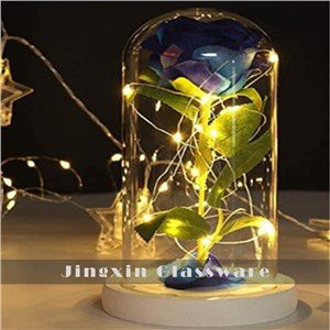 Kõrge boroilikaadiga klaasist kate musta puidust alusega lilleekraanile